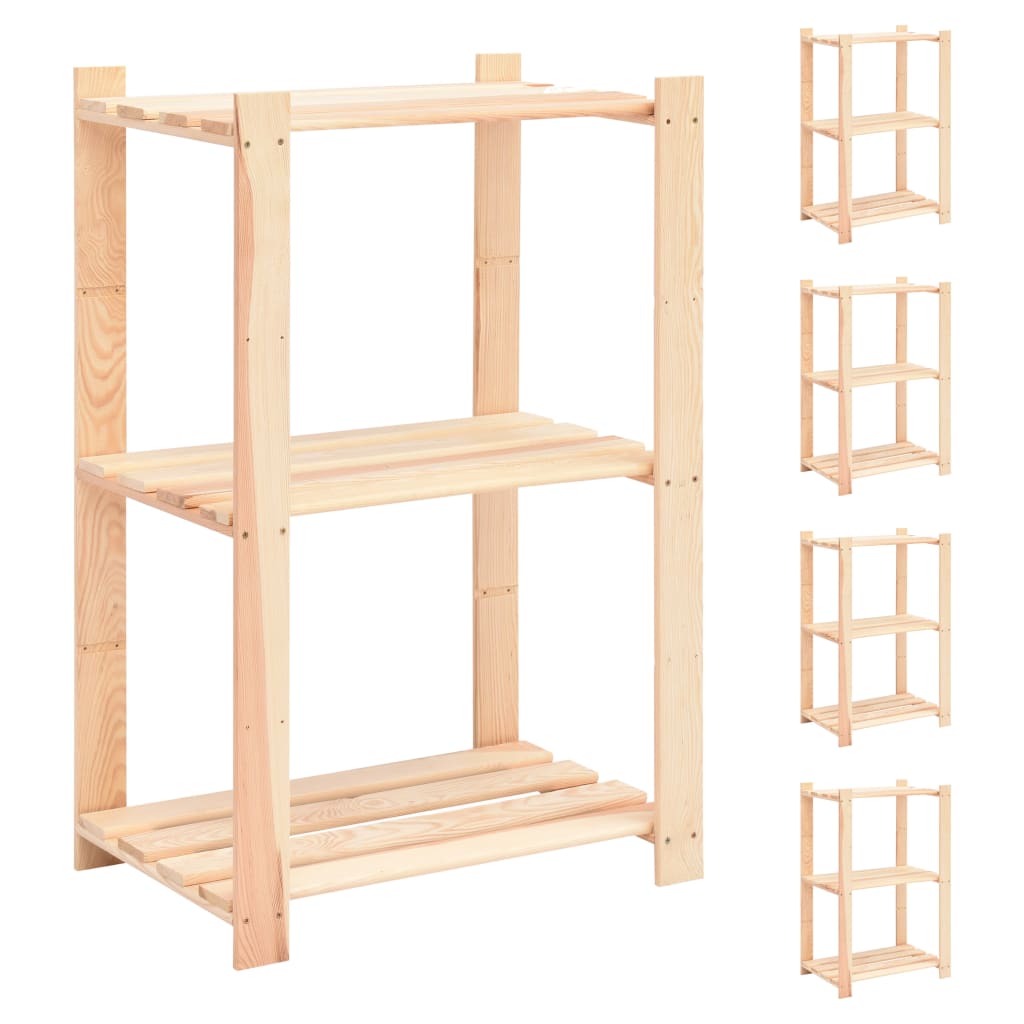 Storage shelves 3 shelves 5 pieces 60x38x90cm solid pine wood 150kg