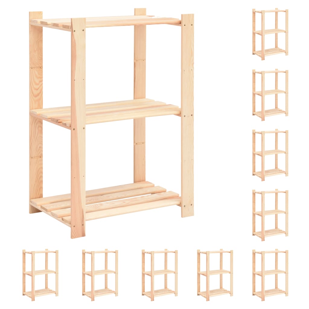 Storage shelves 3 shelves 10 pieces 60x38x90cm solid pine wood 150kg