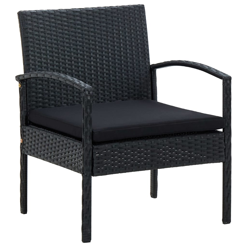 5-tlg. Garten-Lounge-Set mit Auflagen Poly Rattan Schwarz