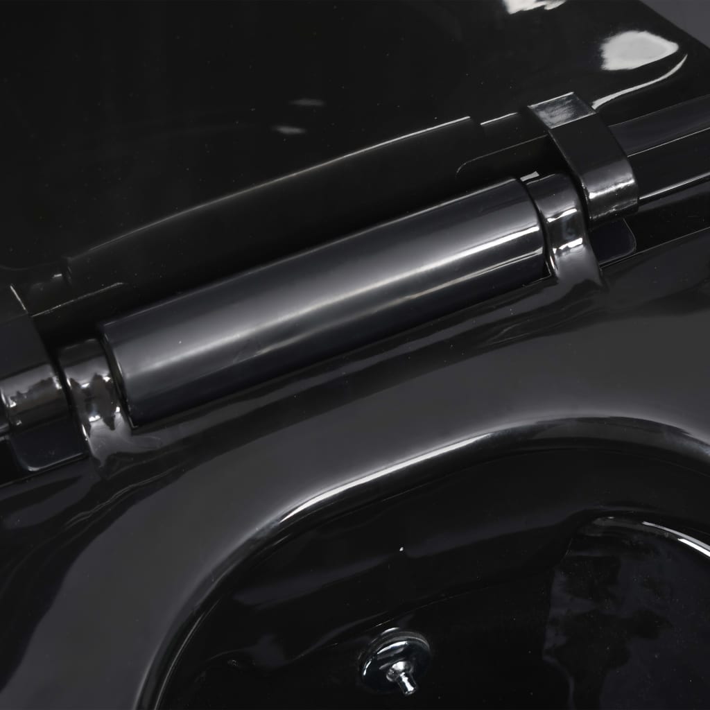 Wall-mounted toilet without flushing rim with bidet function ceramic black
