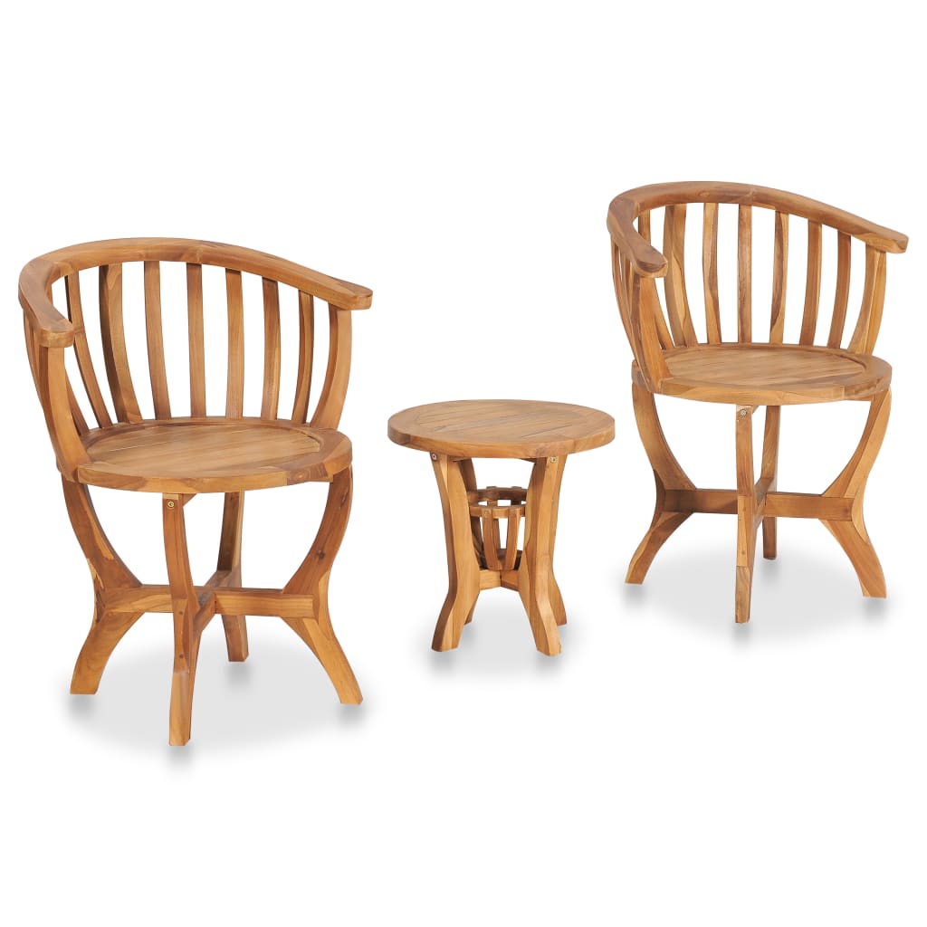 3-tlg. Garten-Bistro-Set Teak Massivholz