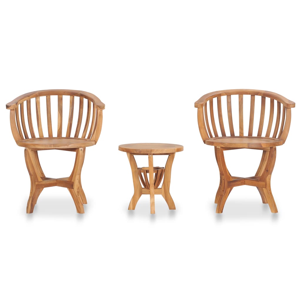 3-tlg. Garten-Bistro-Set Teak Massivholz