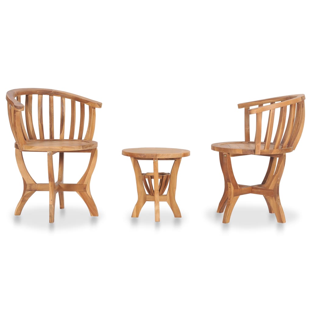 3-tlg. Garten-Bistro-Set Teak Massivholz