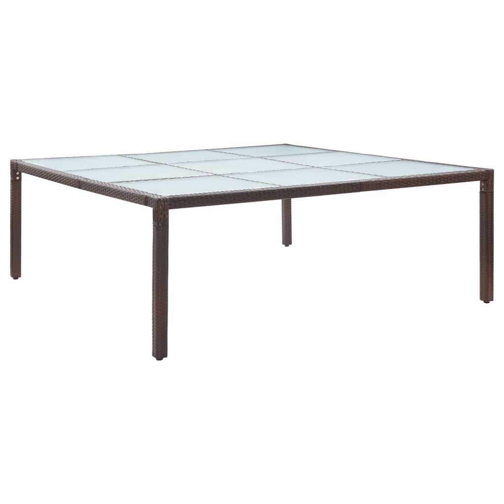 Garden dining table brown 200×200×74 cm poly rattan