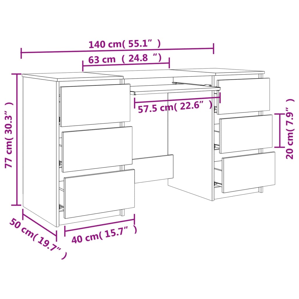 Schreibtisch Betongrau 140x50x77 cm Holzwerkstoff