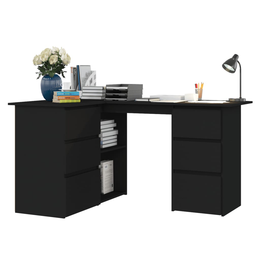 Corner desk black 145x100x76 cm made of wood