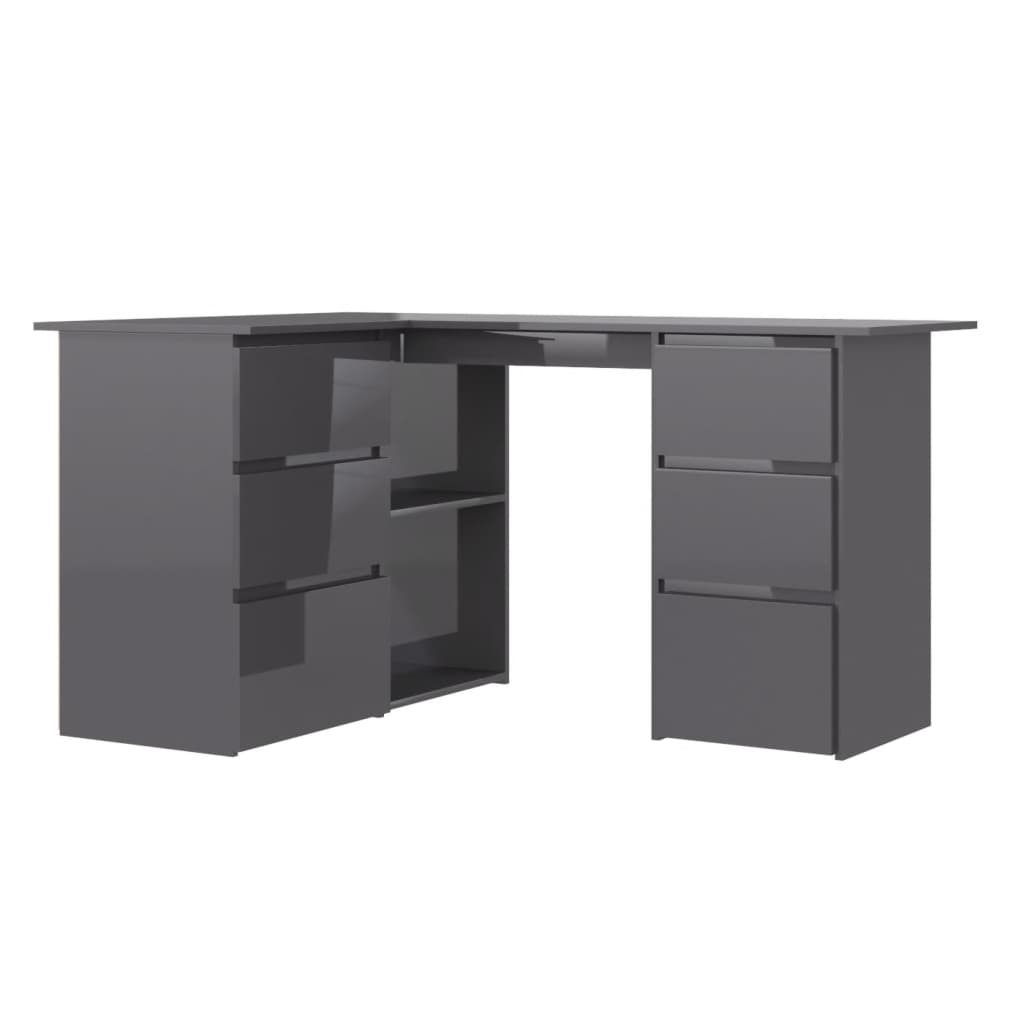 Corner desk high-gloss gray 145x100x76 cm made of wood