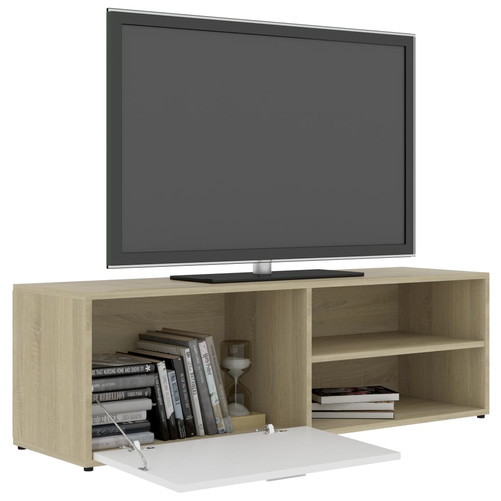TV-Schrank Weiß und Sonoma-Eiche 120x34x37 cm Holzwerkstoff