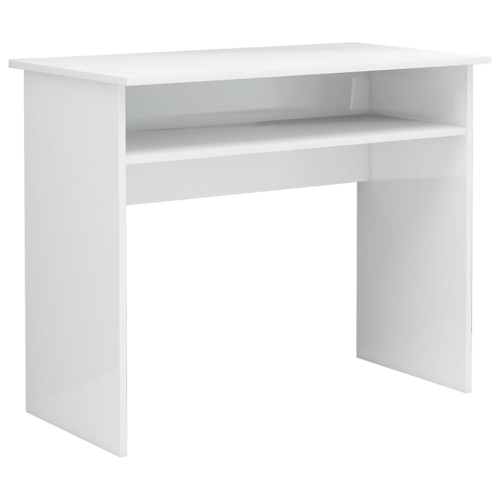 Desk high-gloss white 90x50x74 cm made of wood