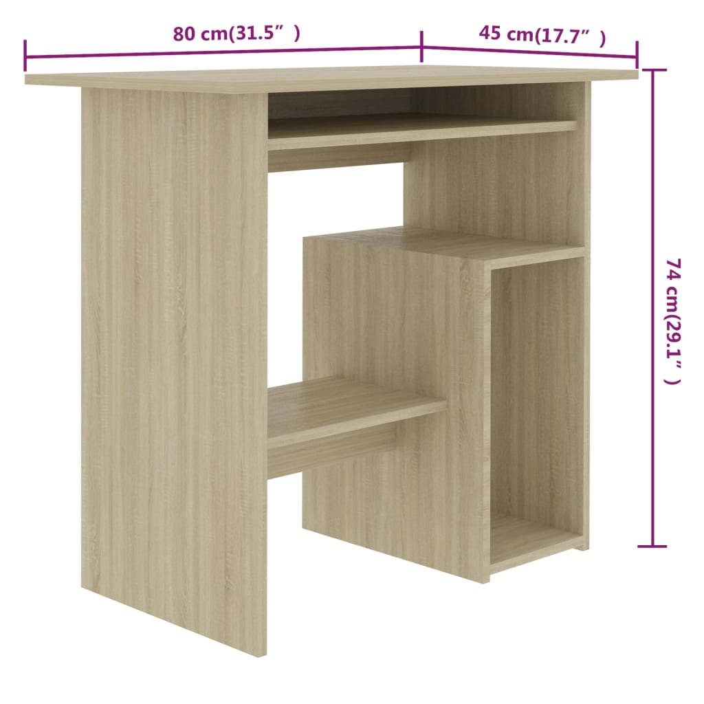 Schreibtisch Sonoma-Eiche 80x45x74 cm Holzwerkstoff