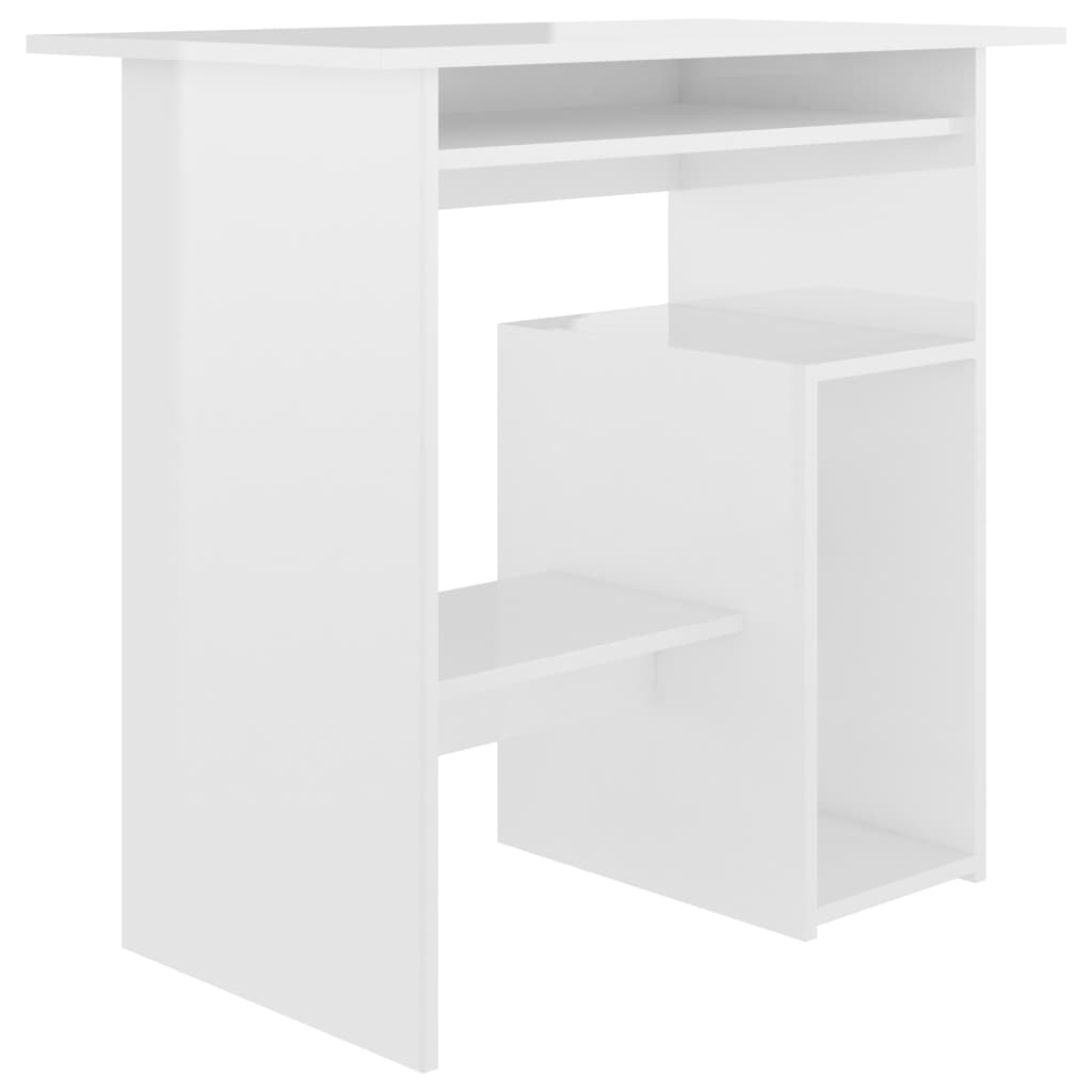 Desk high-gloss white 80x45x74 cm made of wood