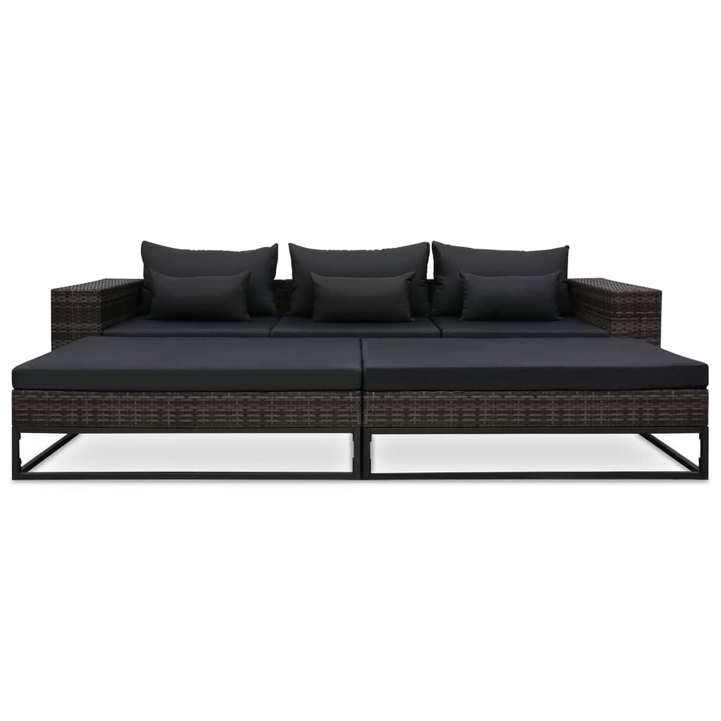 5 pcs. Garden sofa set with cushions poly rattan gray