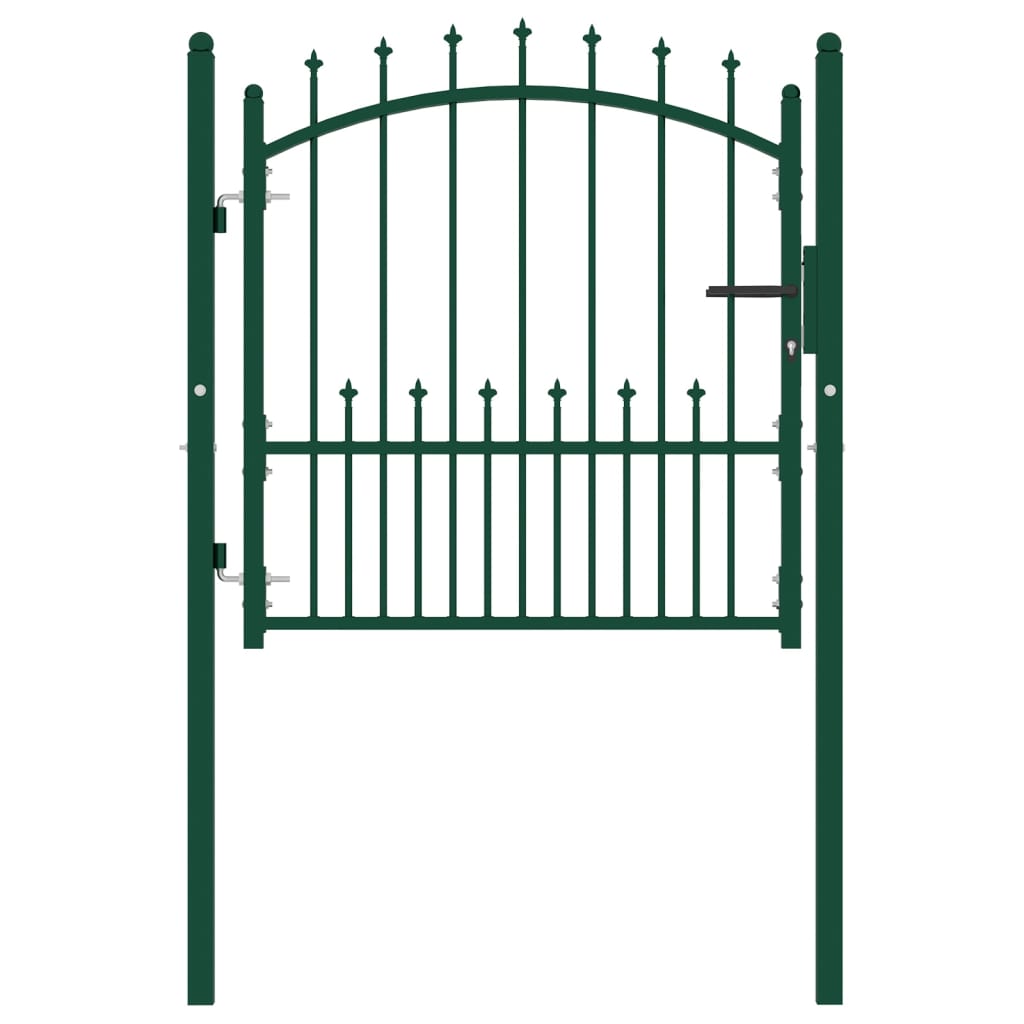 Fence gate with spikes steel 100x100 cm green