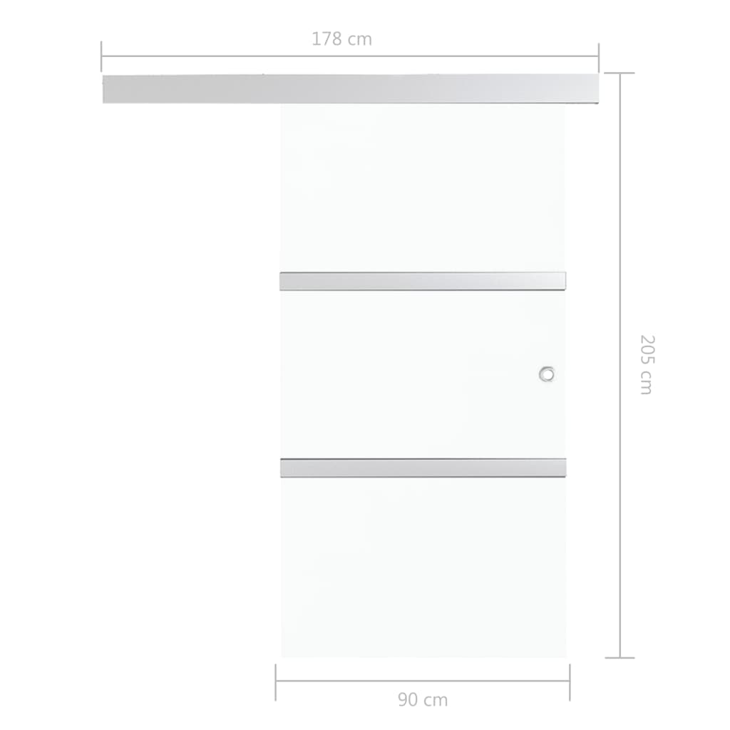 Schiebetür ESG-Glas und Aluminium 90x205 cm Silbern