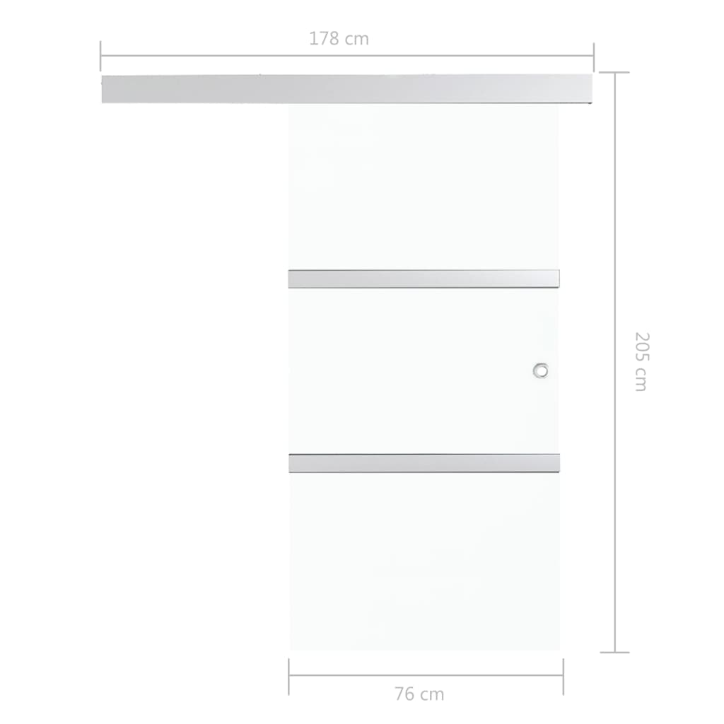 Schiebetür mit weichen Stoppern ESG Glas und Aluminium 76x205 cm