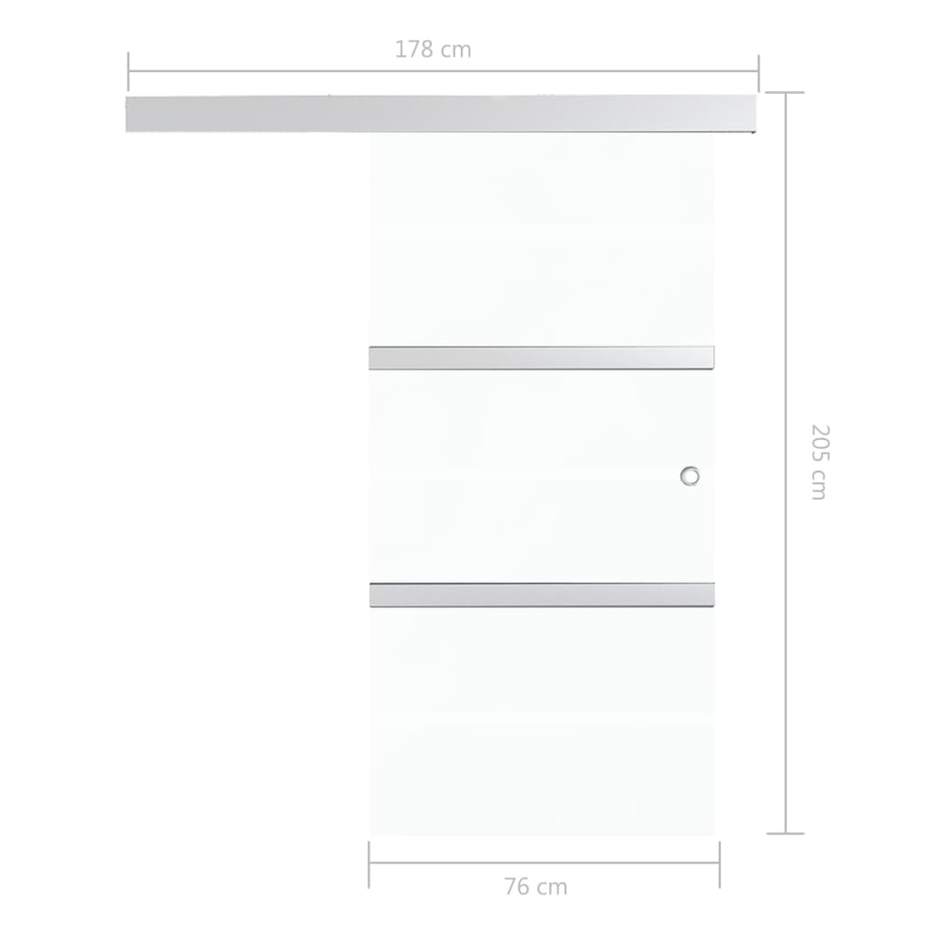 Sliding door ESG glass and aluminum 76x205 cm silver