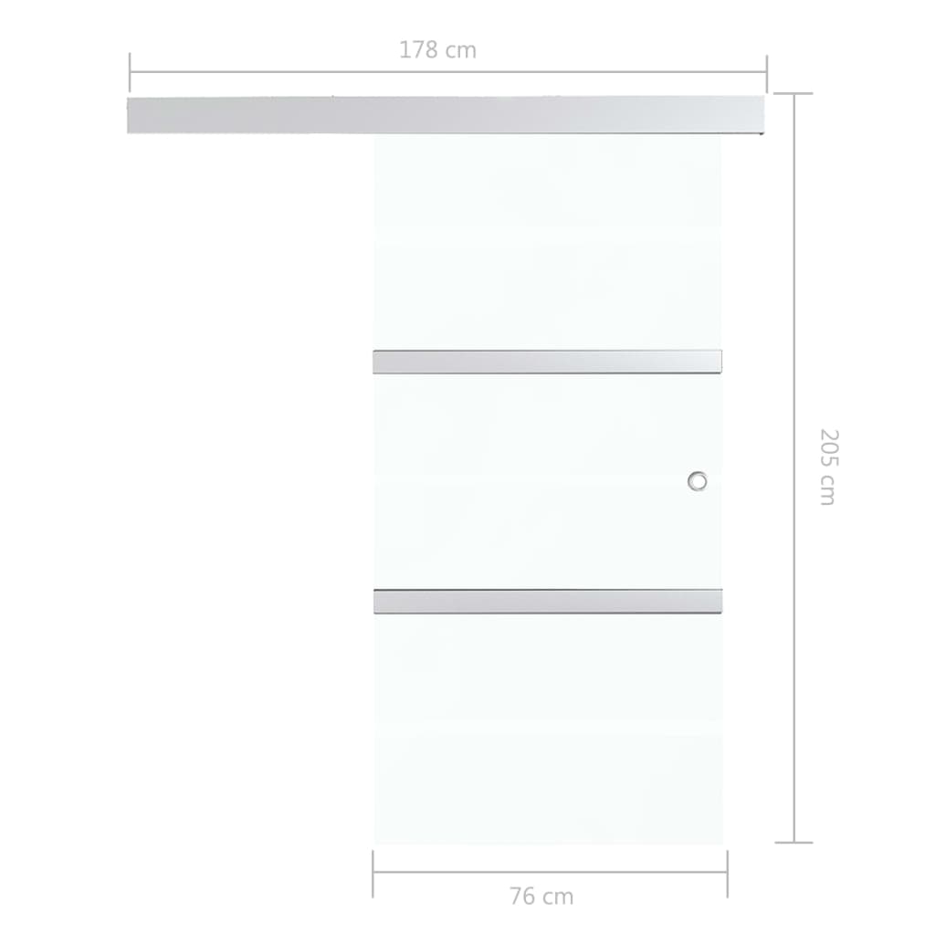 Schiebetür mit Softclose ESG-Glas und Aluminium 76x205 cm