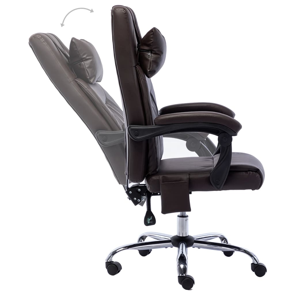 Massage office chair brown faux leather