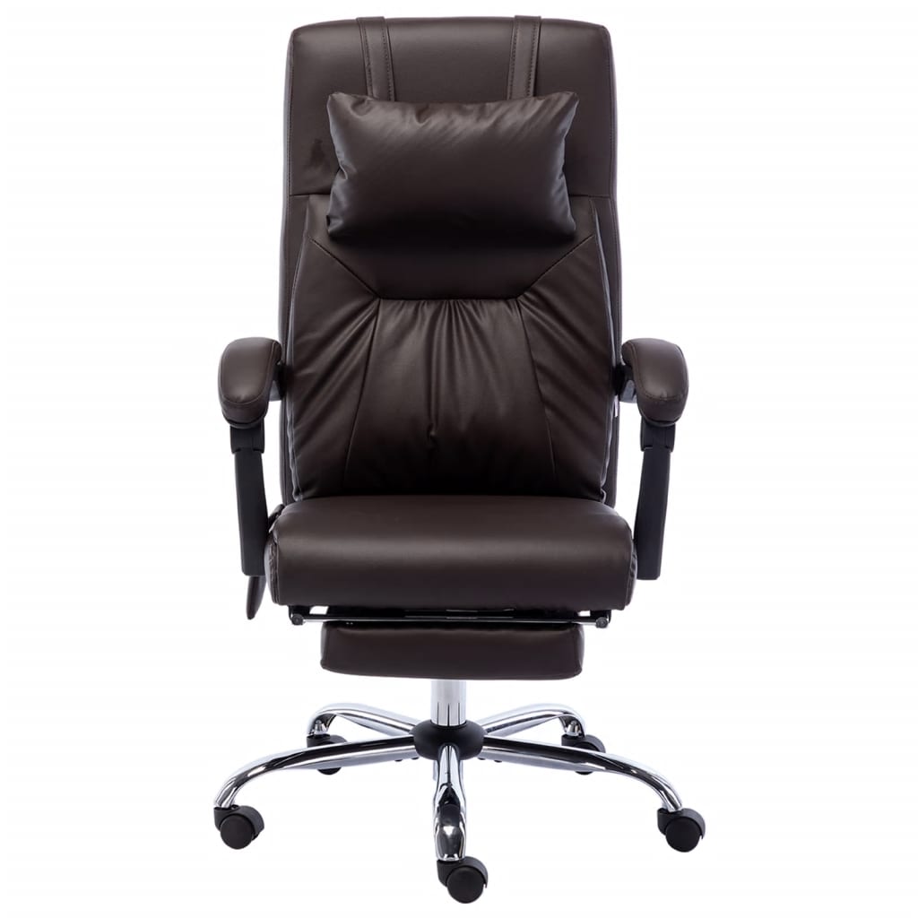 Massage office chair brown faux leather