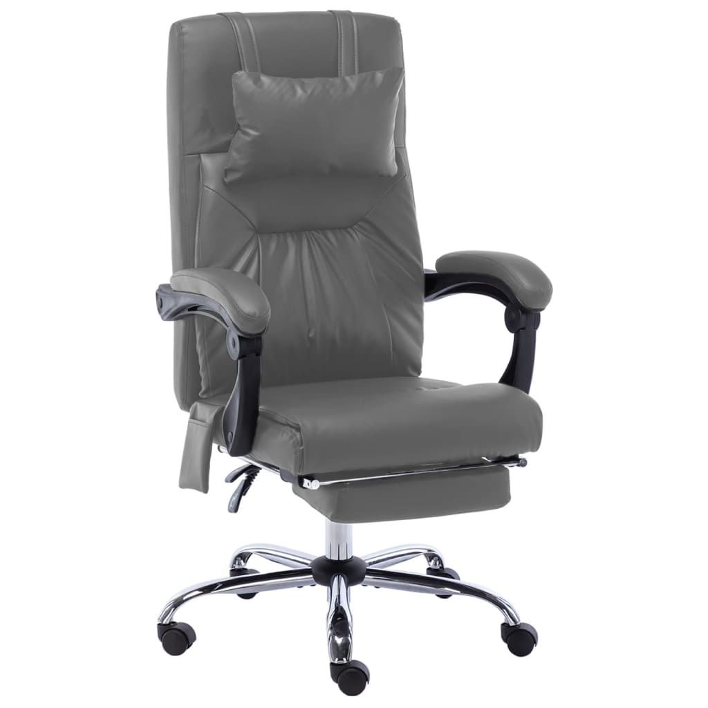 Massage office chair anthracite faux leather