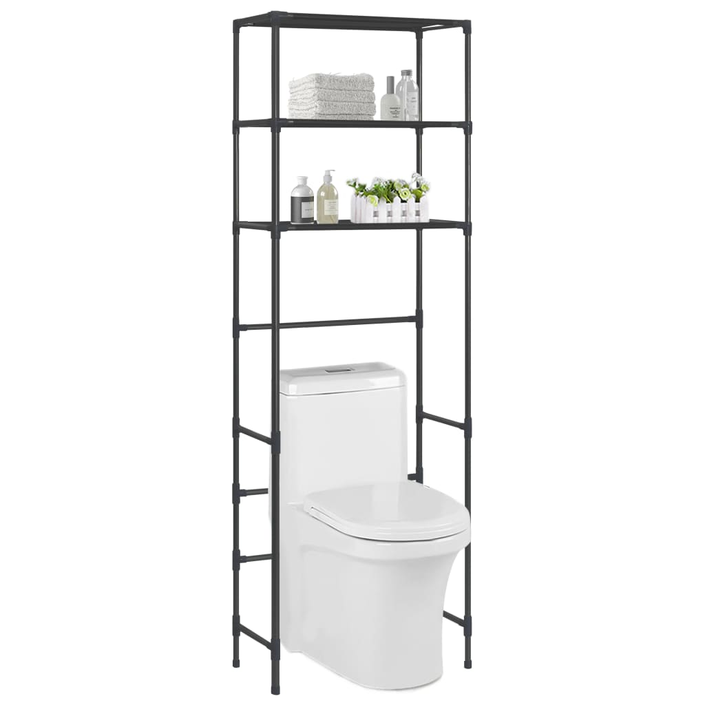 Toilet shelf with 3 shelves black 53x28x169 cm