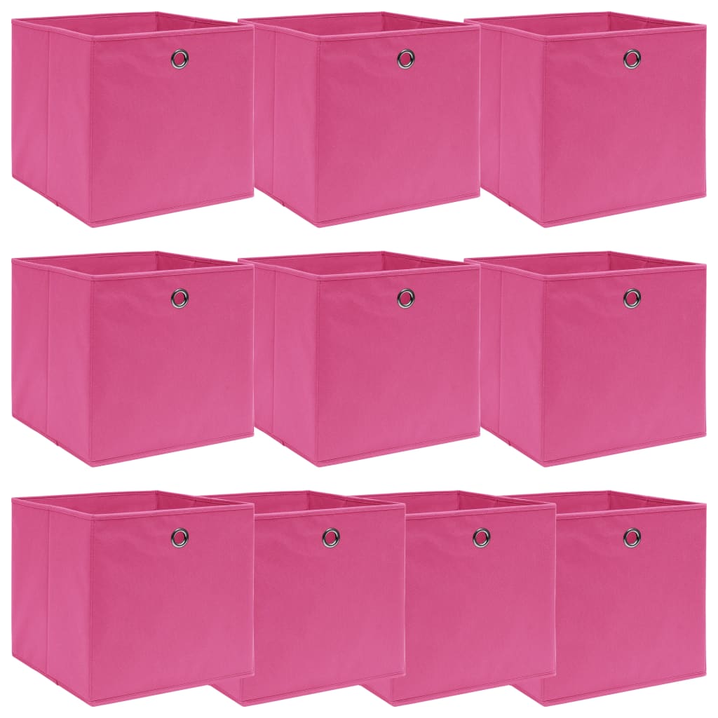 Storage boxes 10 pcs. Pink 32x32x32 cm fabric
