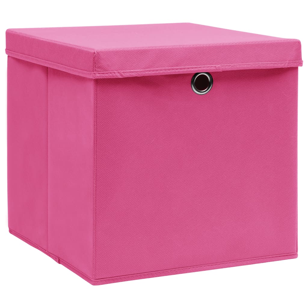 Storage boxes with lids 10 pcs. Pink 32×32×32cm fabric