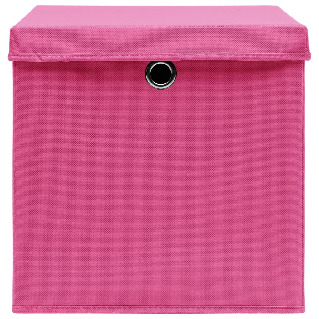 Aufbewahrungsboxen mit Deckel 10 Stk. Rosa 32×32×32cm Stoff