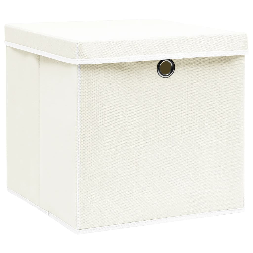 Aufbewahrungsboxen mit Deckeln 4 Stk. Weiß 32x32x32 cm Stoff