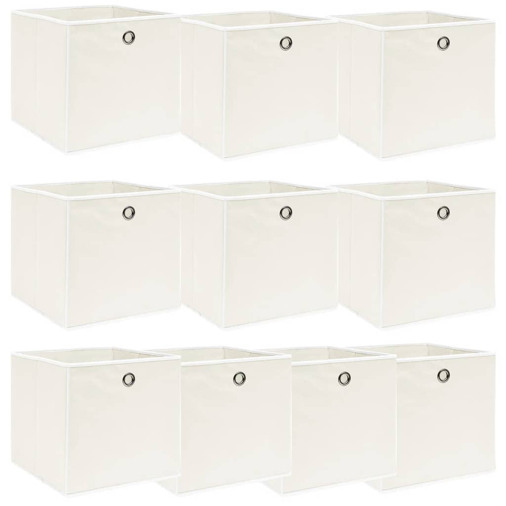 Storage boxes 10 pcs. White 32×32×32 cm fabric
