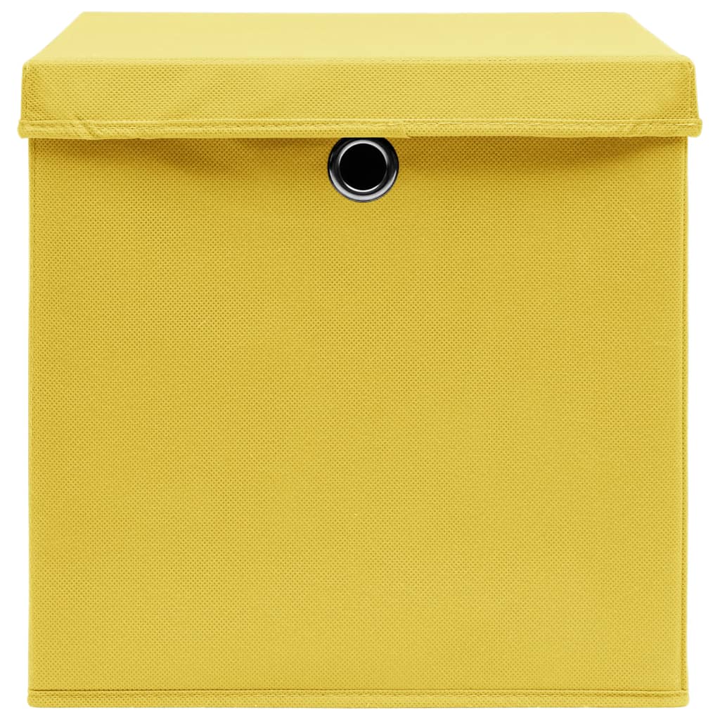 Storage boxes with lids 10 pcs. Yellow 32×32×32cm fabric
