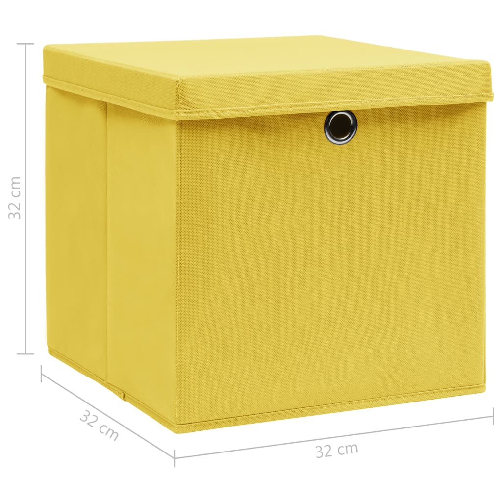 Storage boxes with lids 10 pcs. Yellow 32×32×32cm fabric