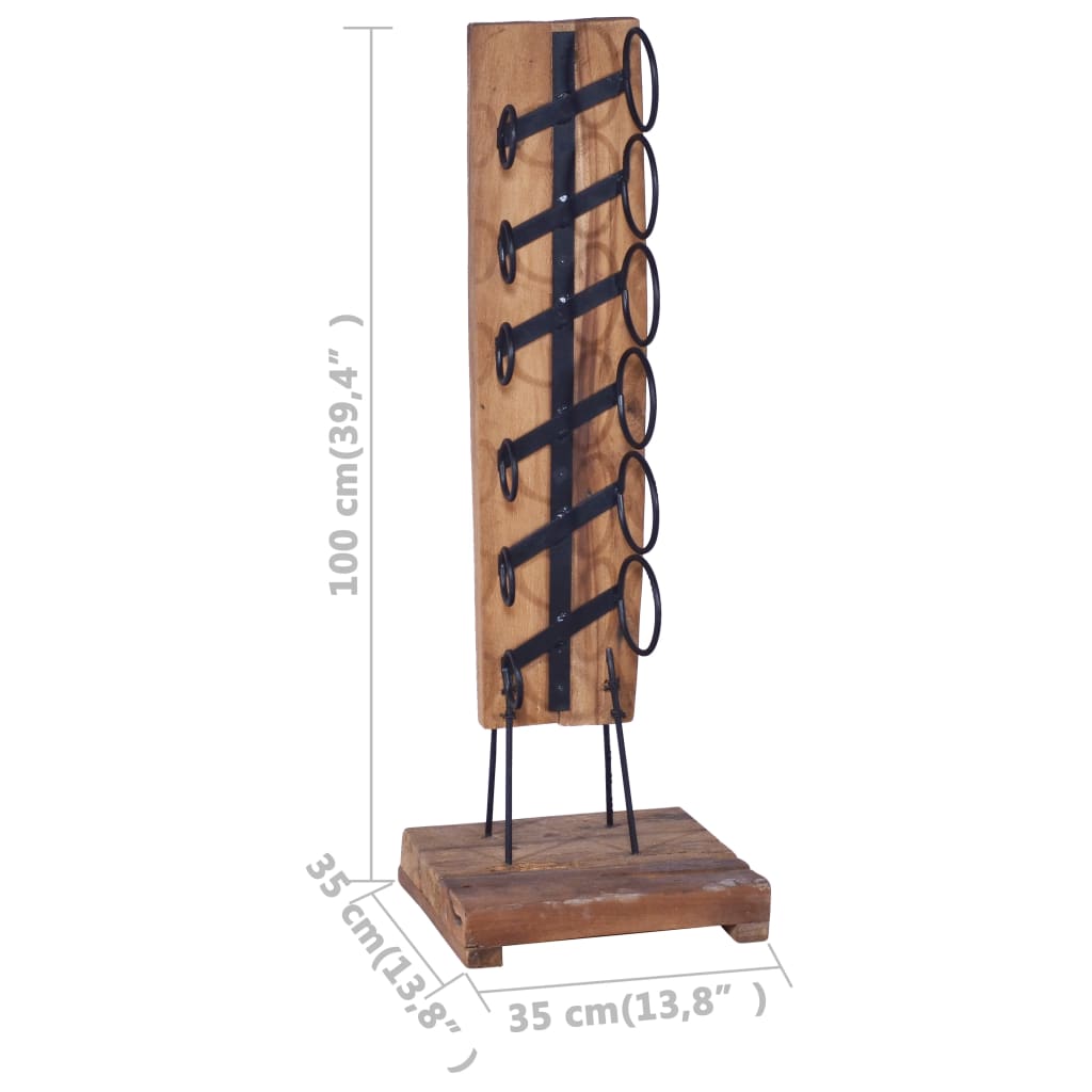 Wine stand for 6 bottles 35x35x100 cm solid teak wood