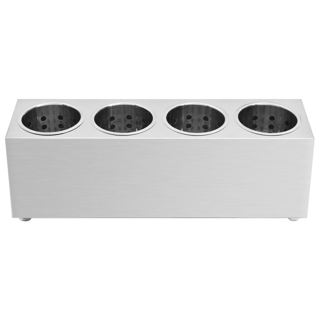 Cutlery container 4 compartments rectangular stainless steel
