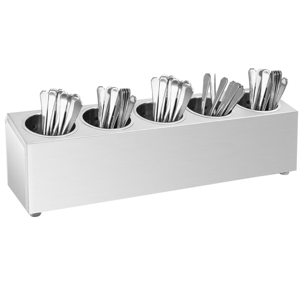 Cutlery container 5 compartments rectangular stainless steel