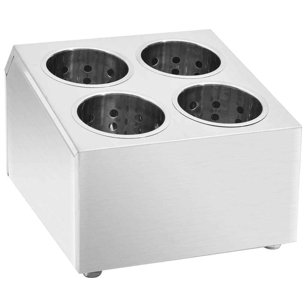 Cutlery container 4 compartments square stainless steel