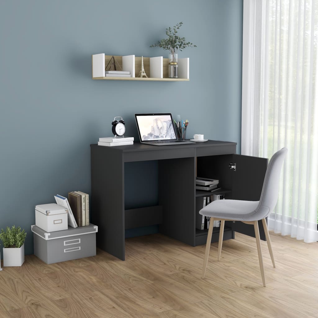 Desk gray 100x50x76 cm wood material