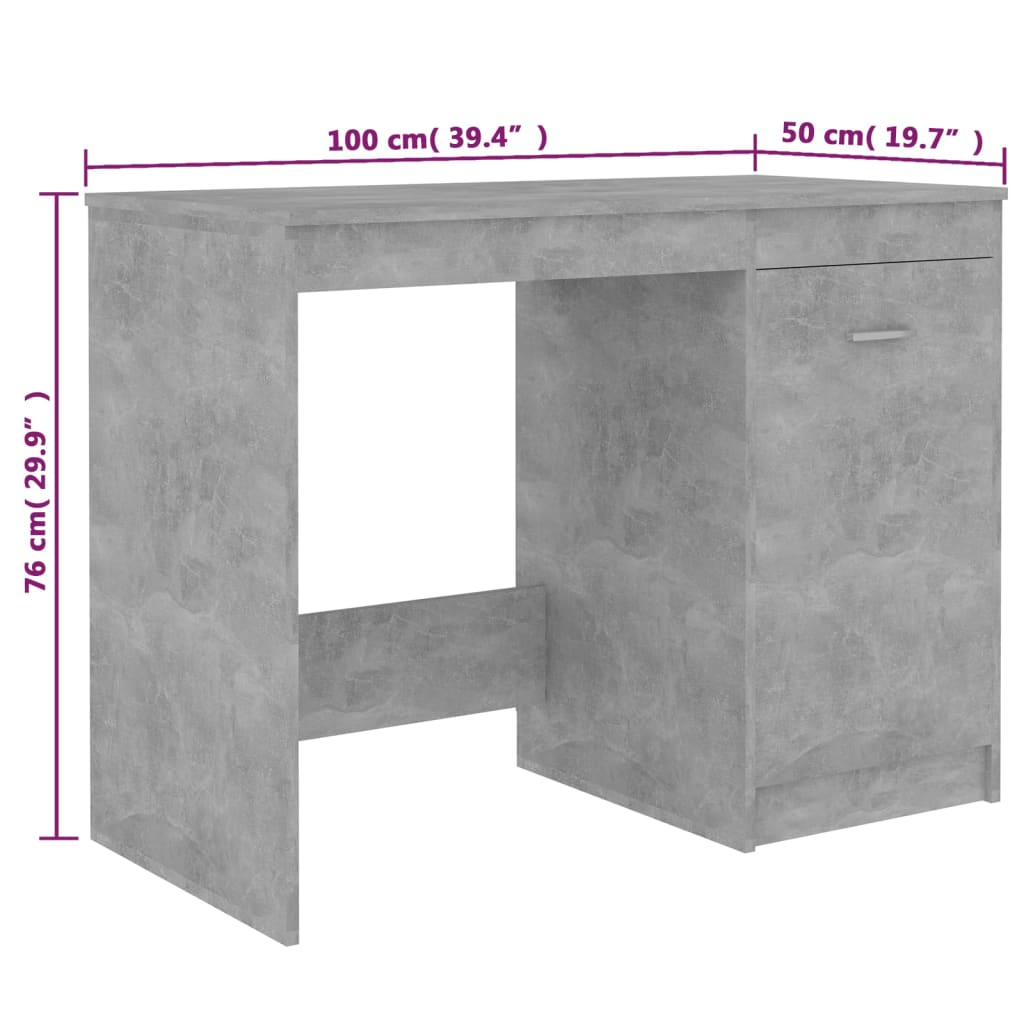 Schreibtisch Betongrau 100x50x76 cm Holzwerkstoff