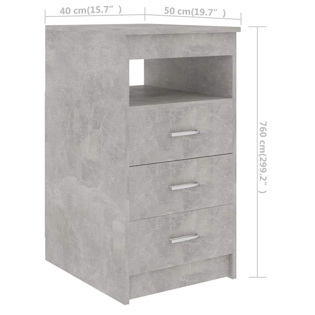 Sideboard with drawers concrete gray 40x50x76 cm made of wood