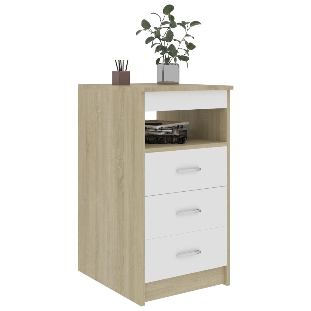 Sideboard with drawers made of white Sonoma oak wood material
