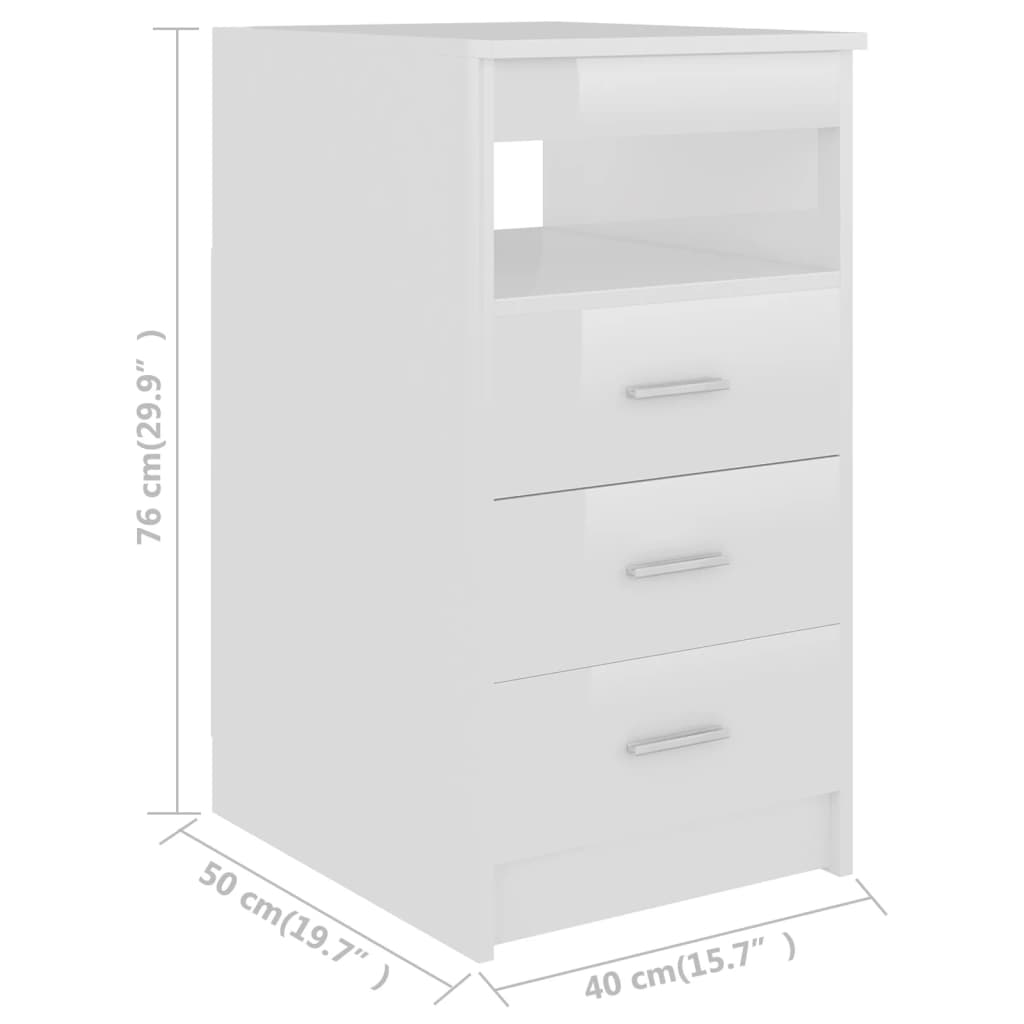 Sideboard drawers high-gloss white 40x50x76 cm made of wood