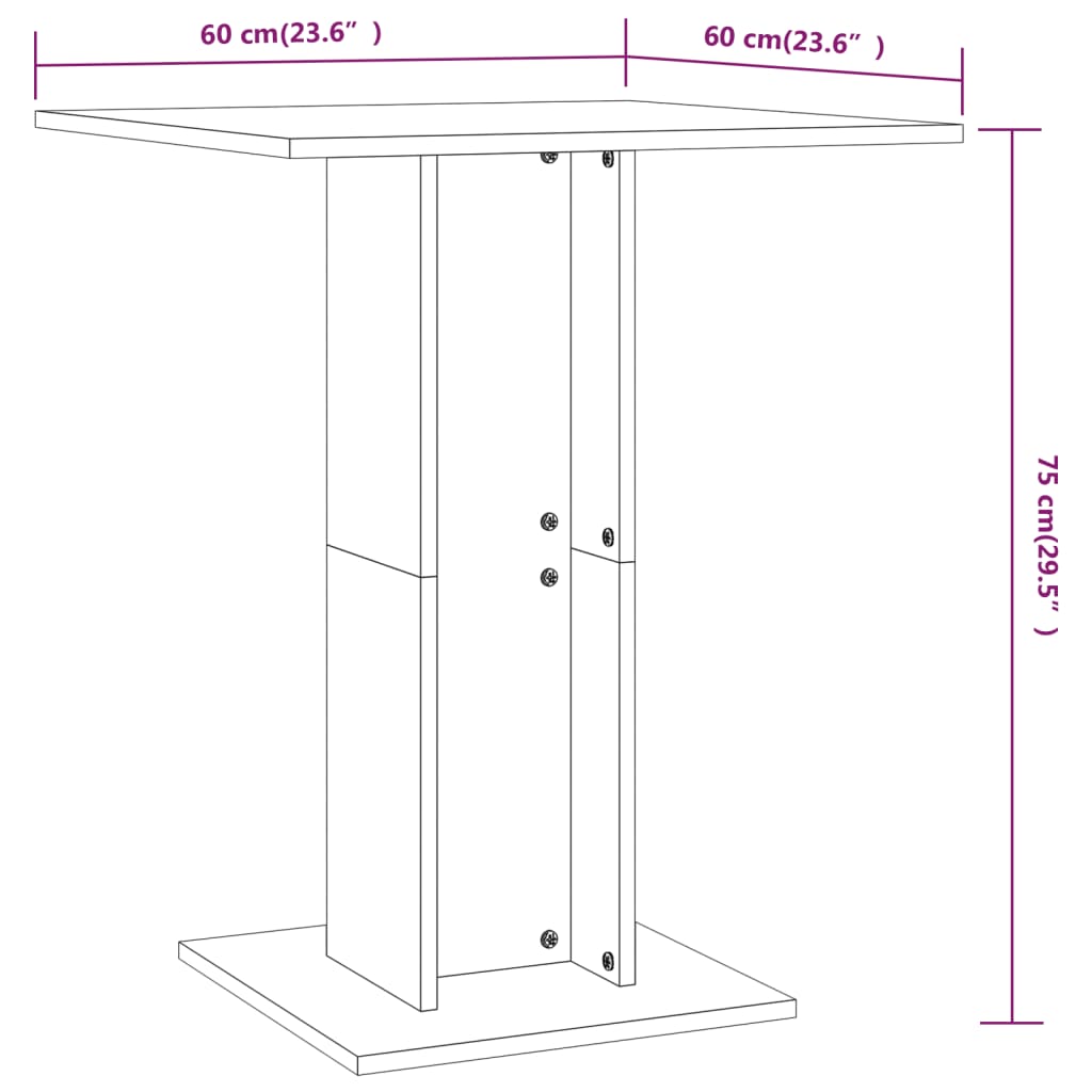 Bistrotisch Weiß 60x60x75 cm Holzwerkstoff