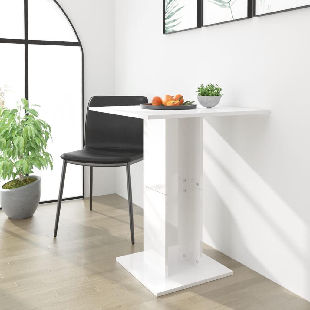 Bistro table high-gloss white 60x60x75 cm made of wood