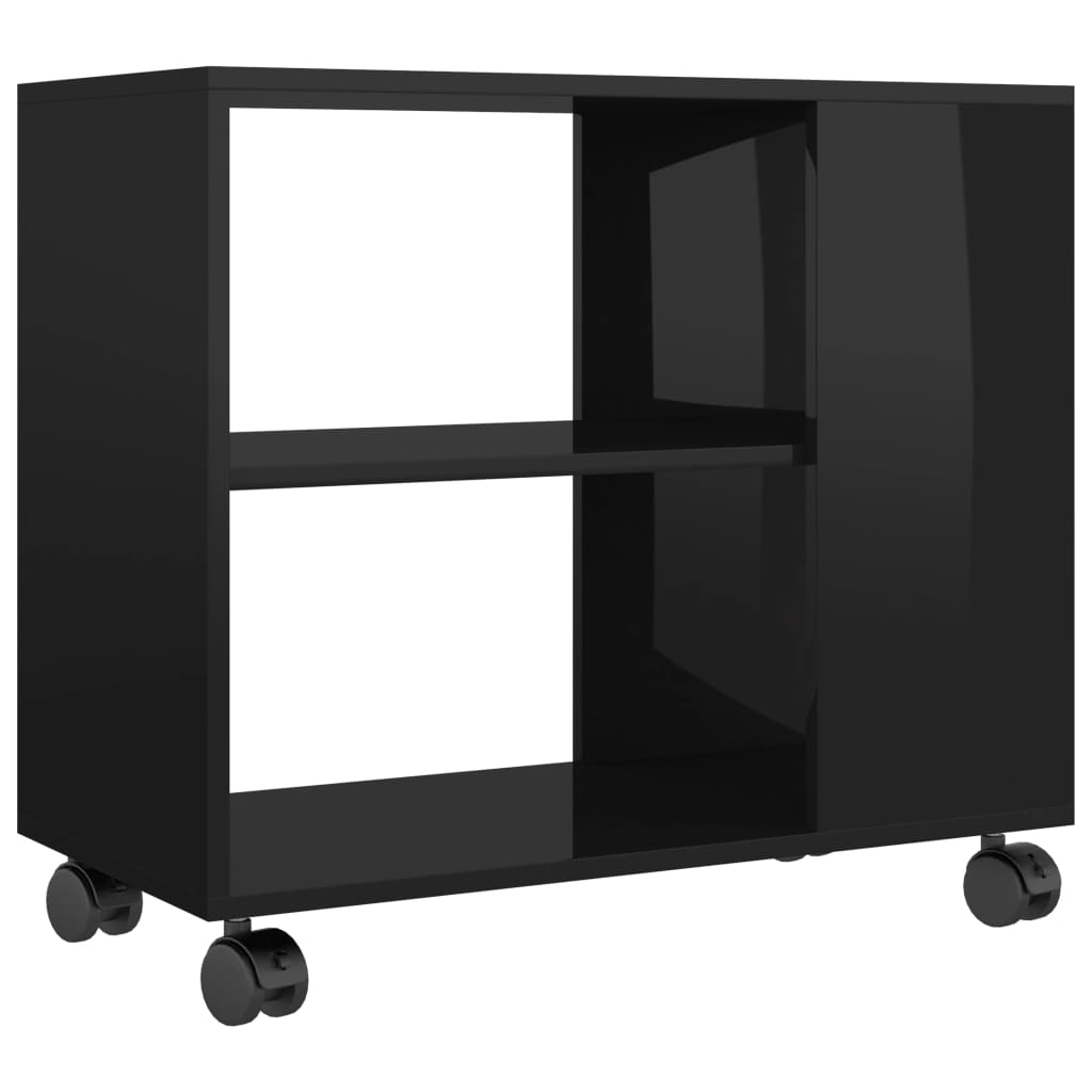 Side table high-gloss black 70x35x55 cm made of wood