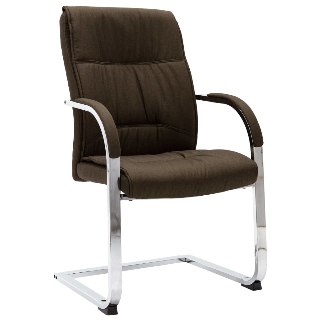 Cantilever office chair brown fabric