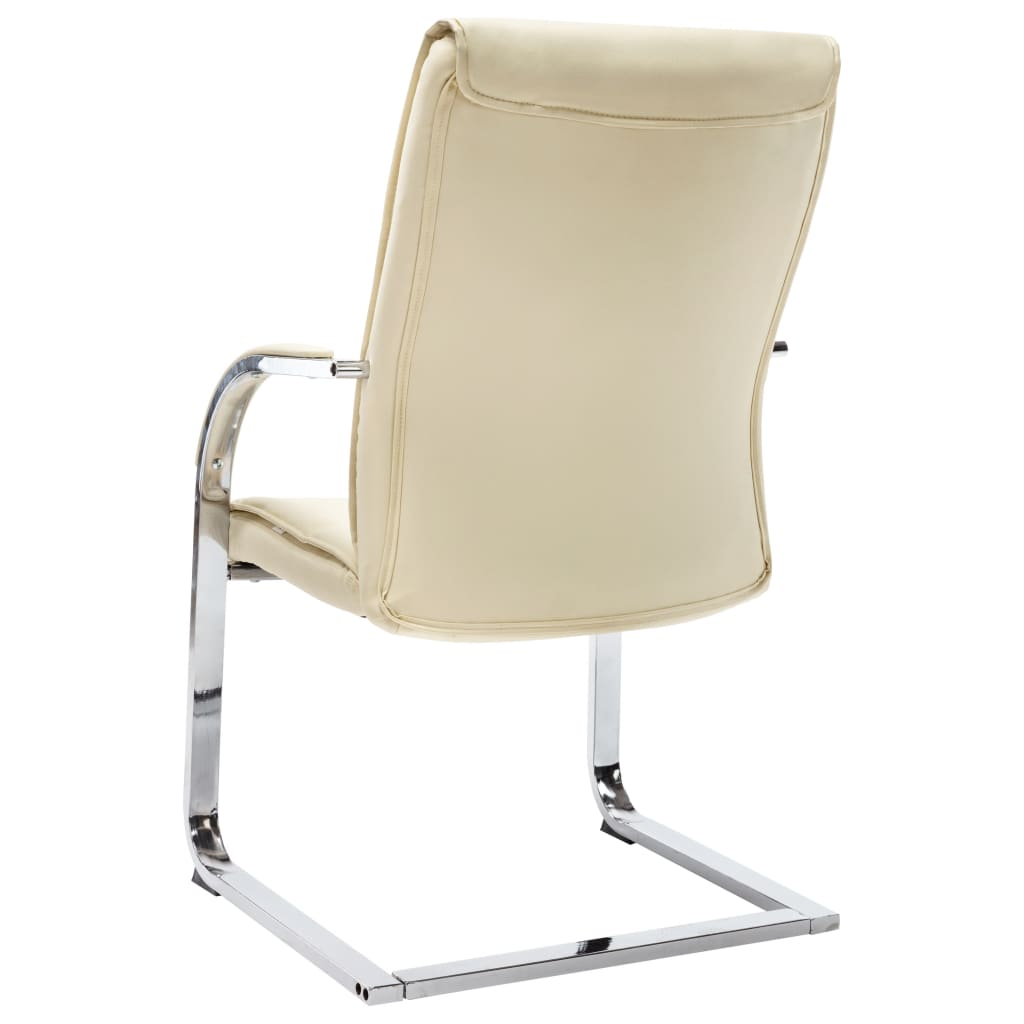 Cantilever office chair cream faux leather