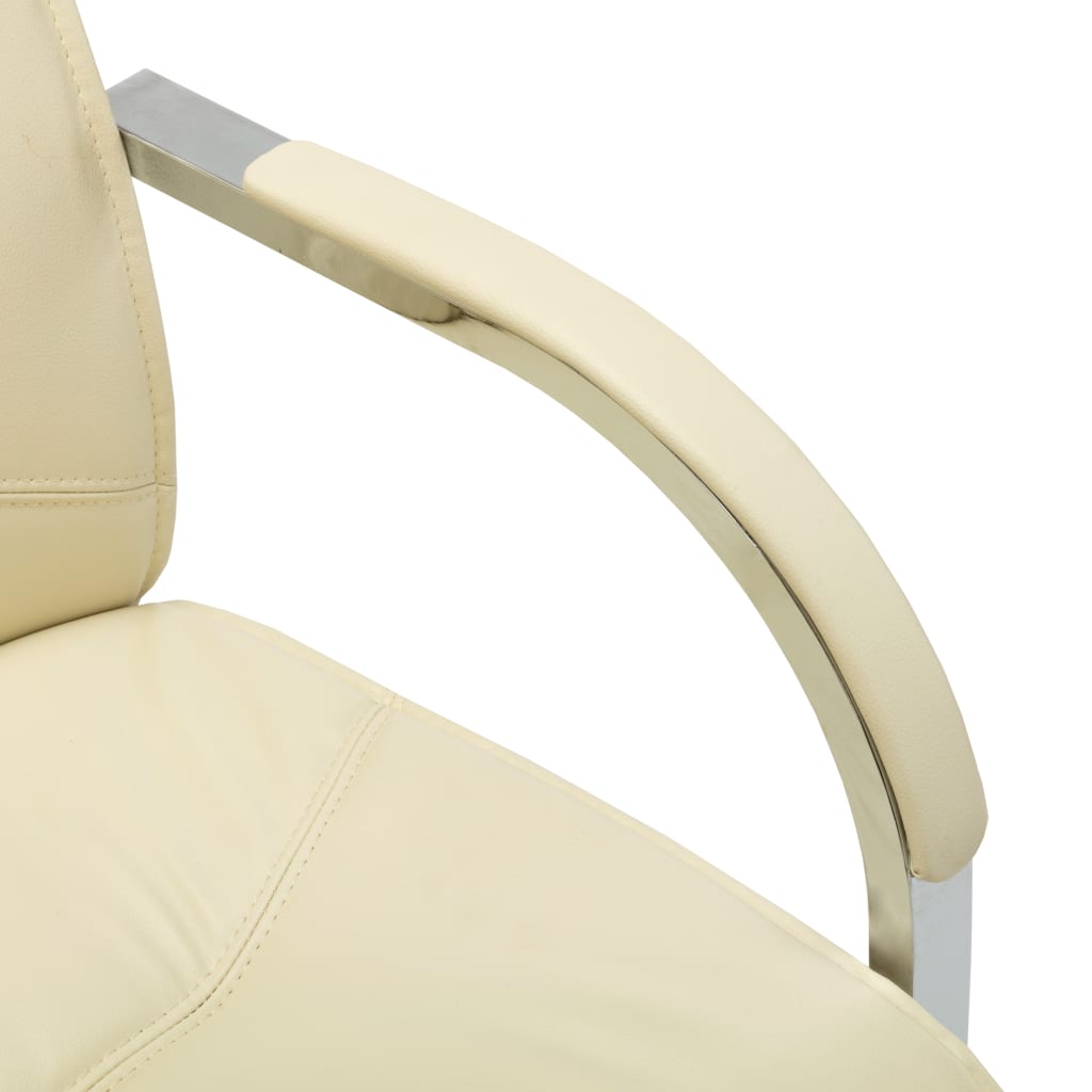 Cantilever office chair cream faux leather