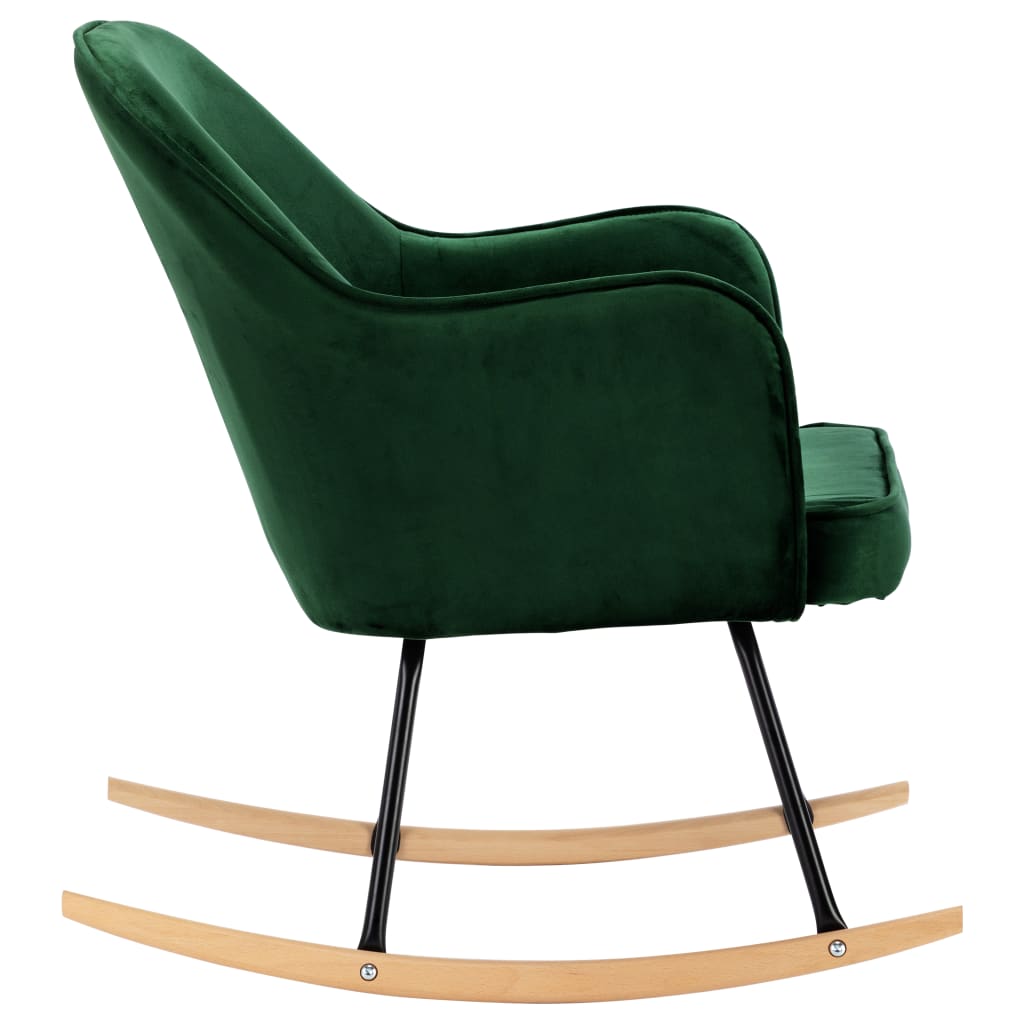 Rocking chair dark green velvet
