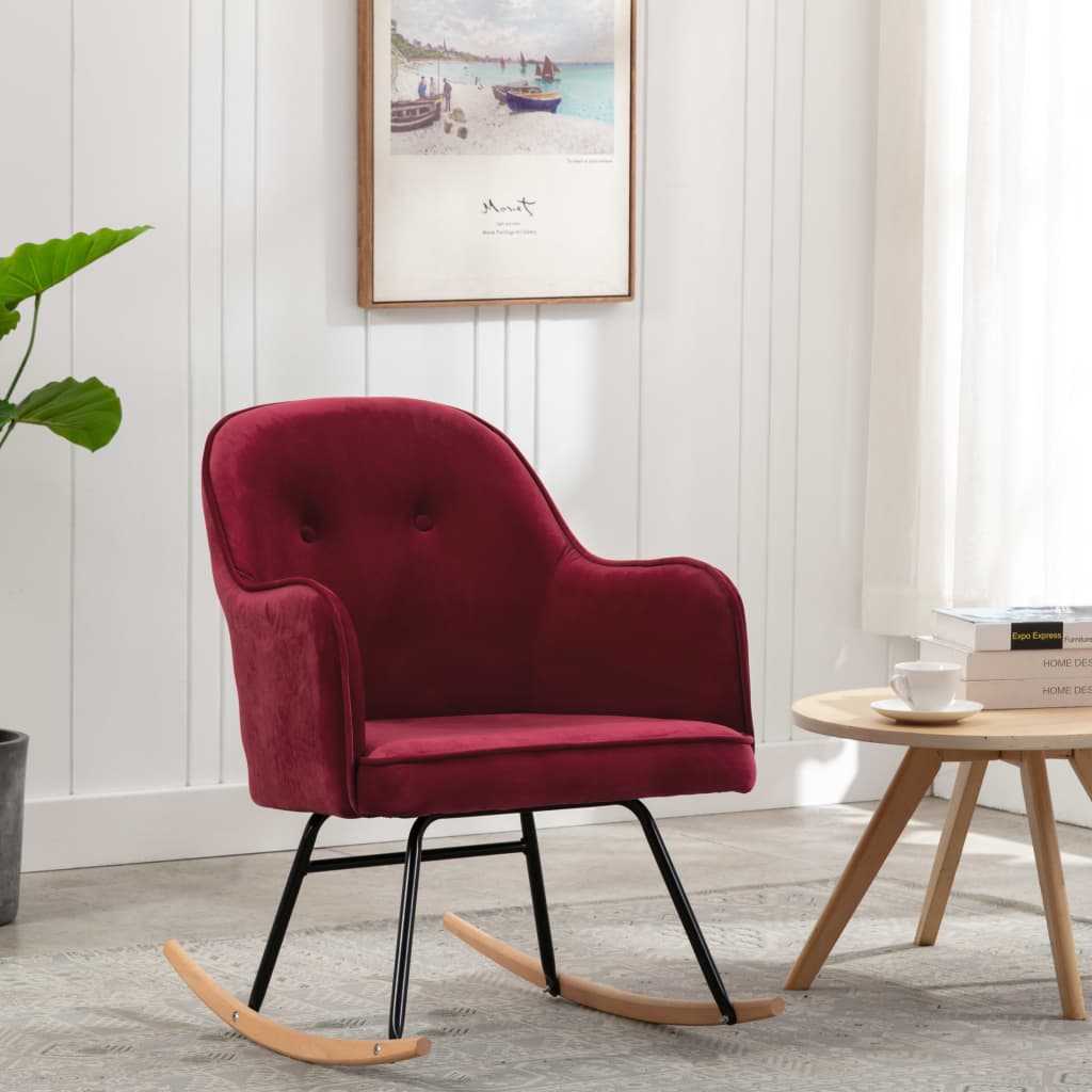 Rocking chair wine red velvet