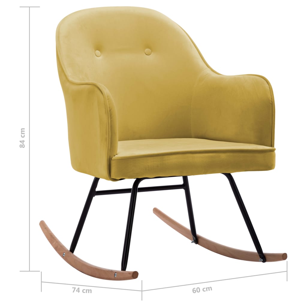 Rocking chair mustard yellow velvet